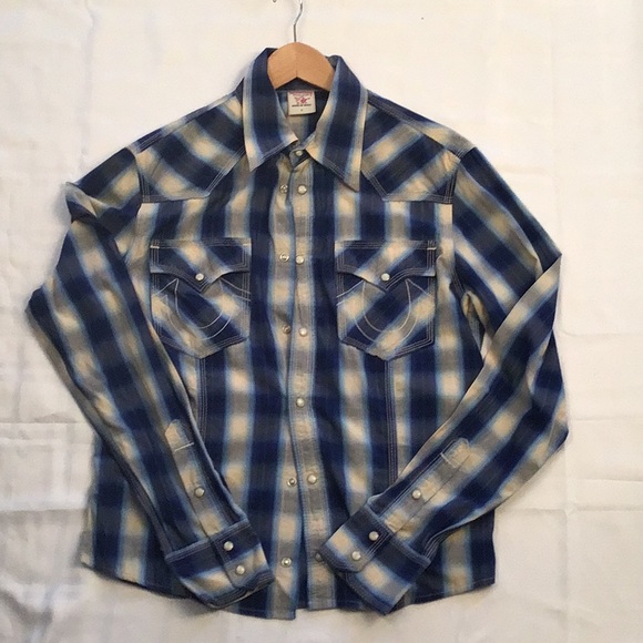 True Religion western shirt. Plaid pattern. Size Large. - Picture 2 of 13